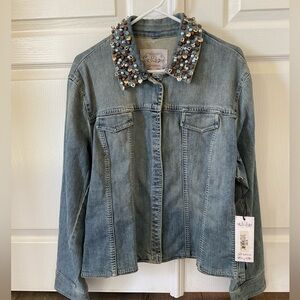 Super Cute Brighton Jeans Jacket Brand New with tag, Vintage style with sequins